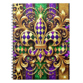 CUADERNO PURPLE VERDE ORO MARDI GRAS FLEUR DE LIS