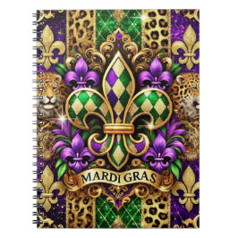 CUADERNO PURPLE VERDE ORO MARDI GRAS FLEUR DE LIS