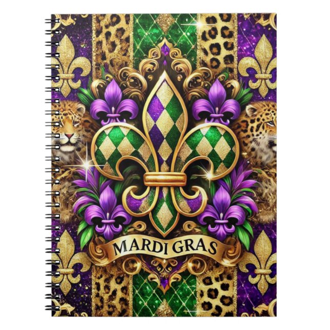 CUADERNO PURPLE VERDE ORO MARDI GRAS FLEUR DE LIS (Frente)