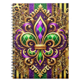 CUADERNO PURPLE VERDE ORO MARDI GRAS FLEUR DE LIS