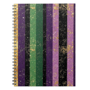 CUADERNO PURPLE VERDE PURPURINA DE ORO VERDE MIRAR MARDI GR