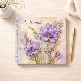 Cuaderno Purple Wildflower Aesthetic Writing Journal