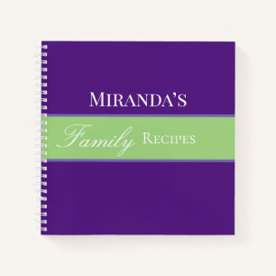 Cuaderno Purple Your Name Family recetas tipografía de guio