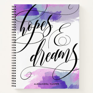 Cuaderno Púrpura acuarela - Esperanzas y sueños - Nombre