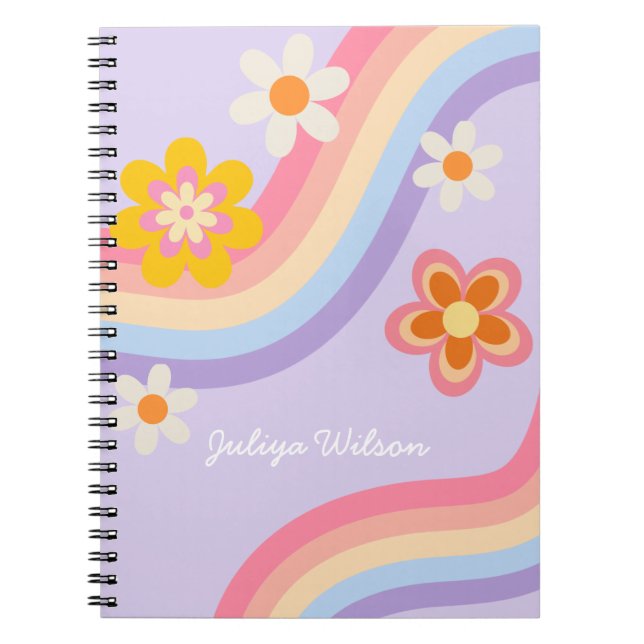 Cuaderno Púrpura arco iris retro (Frente)