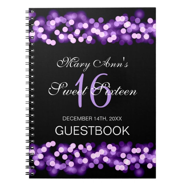 Cuaderno Púrpura atractiva de Hollywood del Guestbook del (Frente)