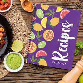 Cuaderno Púrpura Citrus Lemon Naranja Recetas de nombre de 