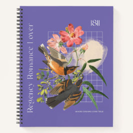 Cuaderno Púrpura con motivos de pájaros y flores