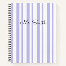 Cuaderno púrpura con patrón de rayas pastel precio