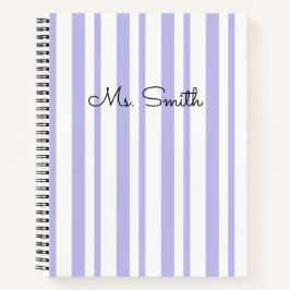 Cuaderno púrpura con patrón de rayas pastel precio