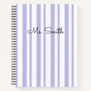 Cuaderno púrpura con patrón de rayas pastel precio