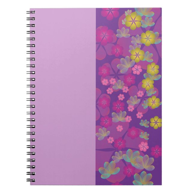 Cuaderno púrpura de encaje de la raya de Lotus (Frente)
