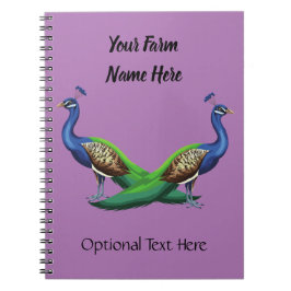 Cuaderno Púrpura de granja de pavo real azul personalizada