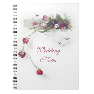Cuaderno púrpura de los guisantes de olor del