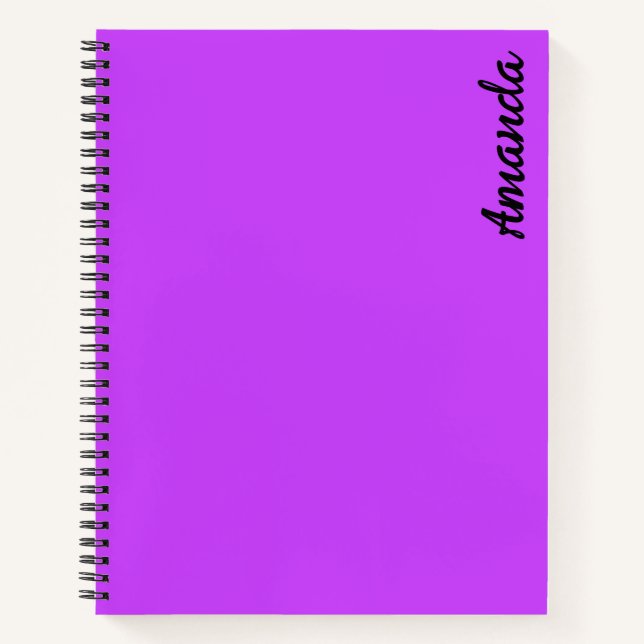 Cuaderno púrpura de neón brillante fluorescente sólido (Anverso)