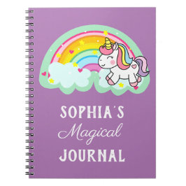 Cuaderno Púrpura de unicornio mágico de arcoiris suave
