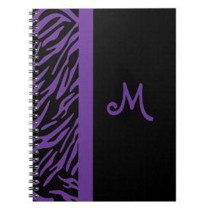 Cuaderno púrpura del monograma de la raya de la