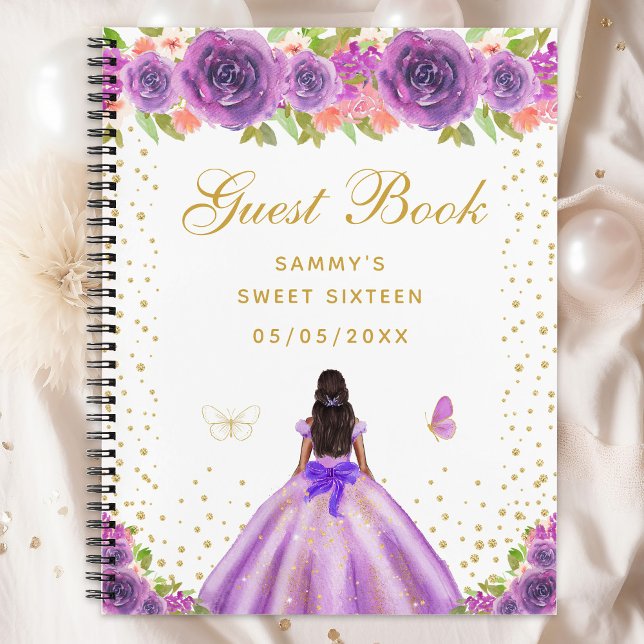 Cuaderno Púrpura Floral Piel Oscura Princesa Dulce Dieciséi (Subido por el creador)