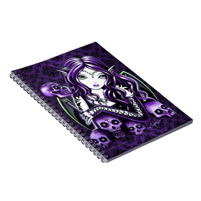 Cuaderno púrpura gótico de la hada del cráneo de (Lado Derecho)