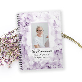 Cuaderno Púrpura Hydrangeas Watercolor Funeral Guest Book