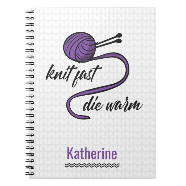 Cuaderno Púrpura Knit Fast, Muere Cálido (Frente)