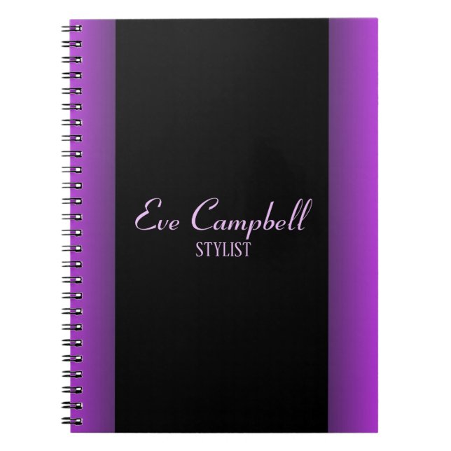 Cuaderno púrpura minimalista y negro (Frente)