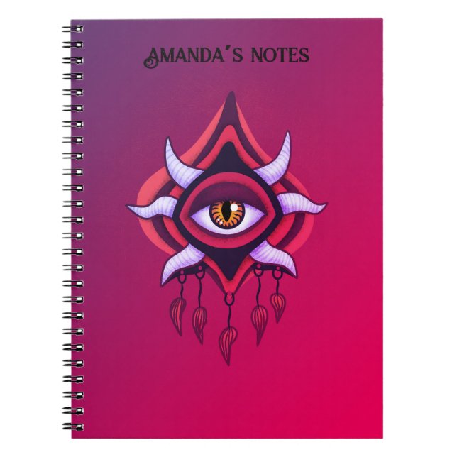 Cuaderno Púrpura Ojo Demonio - Nombre de arte oculto gótico (Frente)