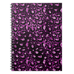 Cuaderno Púrpura Ombre y manchas de leopardo con brillo Bla