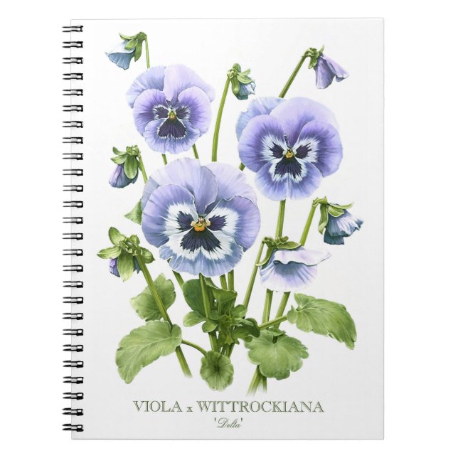 Cuaderno Púrpura Pansies Arte Botánico (Frente)