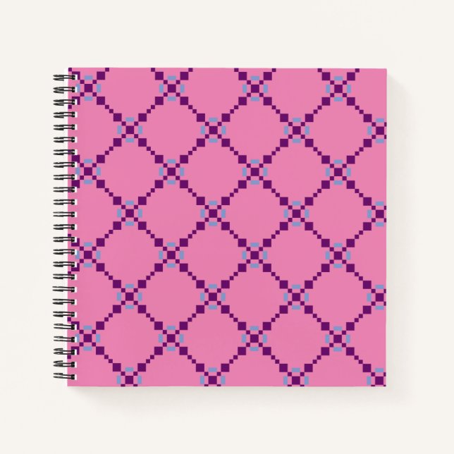 Cuaderno Púrpura Patrón Pixelado (Anverso)