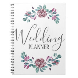 Cuaderno Púrpura peonía acuarela floral Wedner Planner