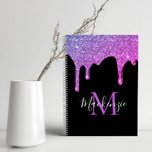 Cuaderno Púrpura Perforación Purpurina de espuma rosa calie