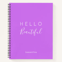 Cuaderno Púrpura Personalizada/ Hola Hermosa