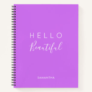 Cuaderno Púrpura Personalizada/ Hola Hermosa