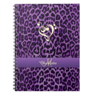 Cuaderno púrpura personalizado del corazón de la