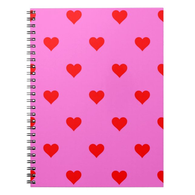 Cuaderno Púrpura Red Cute Simple Heart Pattern (Frente)