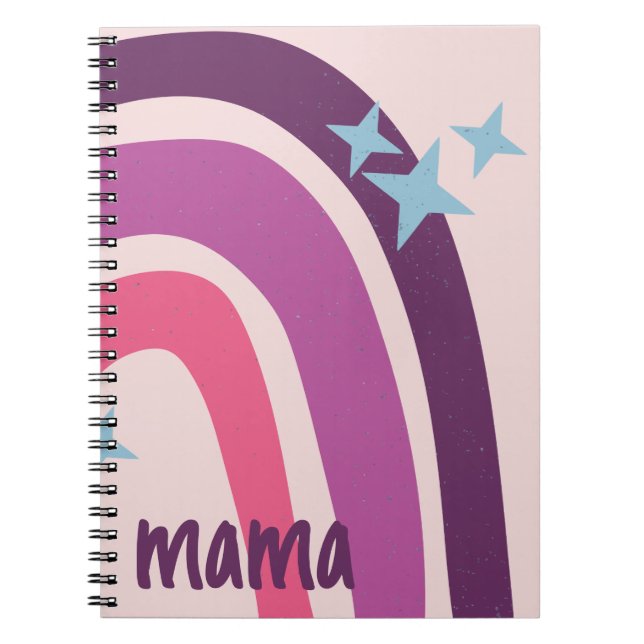 Cuaderno Púrpura rosa bohemio arco iris mamá personalizada (Frente)