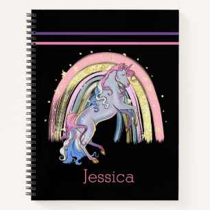 Cuaderno Púrpura rosa de Rainbow Unicornio