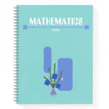 Cuaderno púrpura y azul con flores geométricas