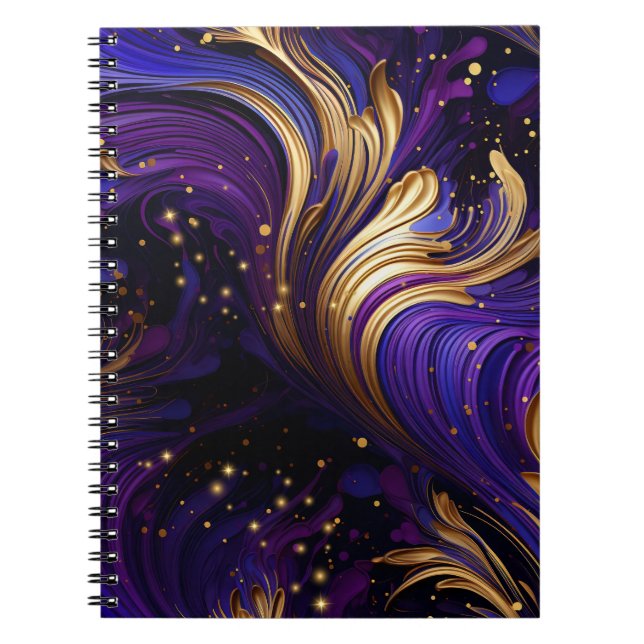 Cuaderno Púrpura y dorada Swirls (Frente)