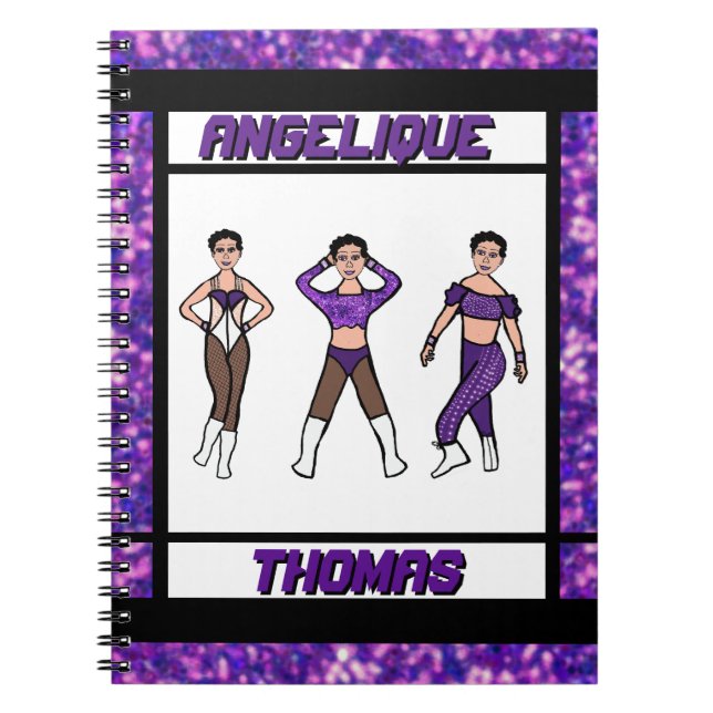 Cuaderno púrpura y negro de bailarina trical #2 (Frente)