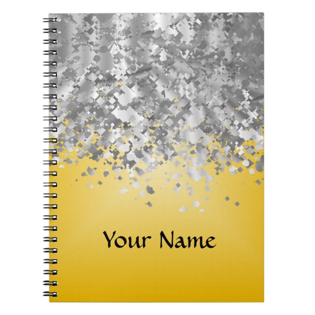 Cuaderno Purpurina amarillo y falso brillante (Frente)