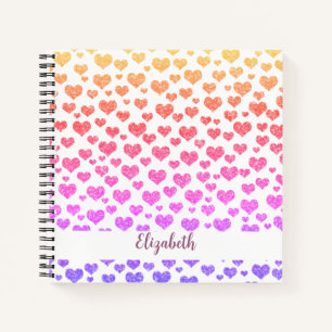 Cuaderno Purpurina arcoiris  corazón brillante Personalizad