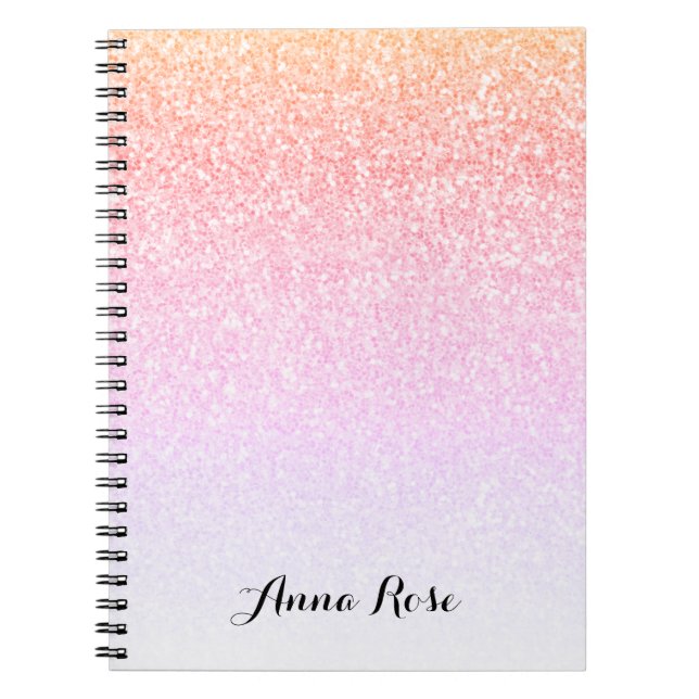 Cuaderno Purpurina arcoiris Ombre Sparkle Glam Notepad (Frente)