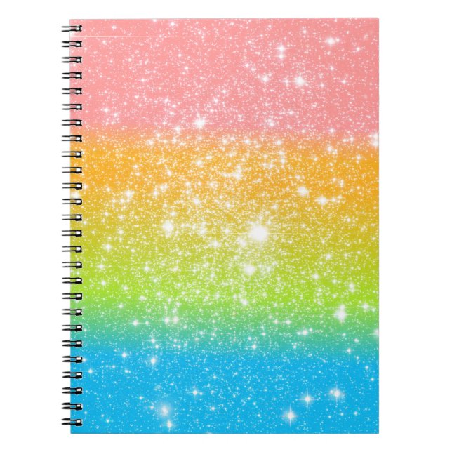 Cuaderno Purpurina Astral del Arcoiris Pastel (Frente)