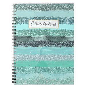 Cuaderno Purpurina azul azul verde Aquamarine Brochas de br
