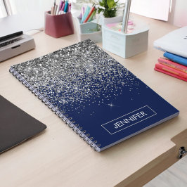 Cuaderno Purpurina azul de la Marina Plata Monograma Girly