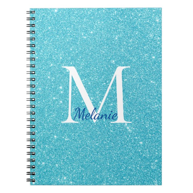 Cuaderno Purpurina azul monograma (Frente)