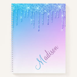 Cuaderno Purpurina azul Ombré Glam Sparkles Nombre Bloc de