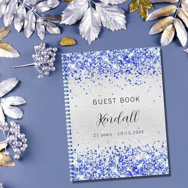 Cuaderno Purpurina azul real de plata de cumpleaños de libr (Subido por el creador)